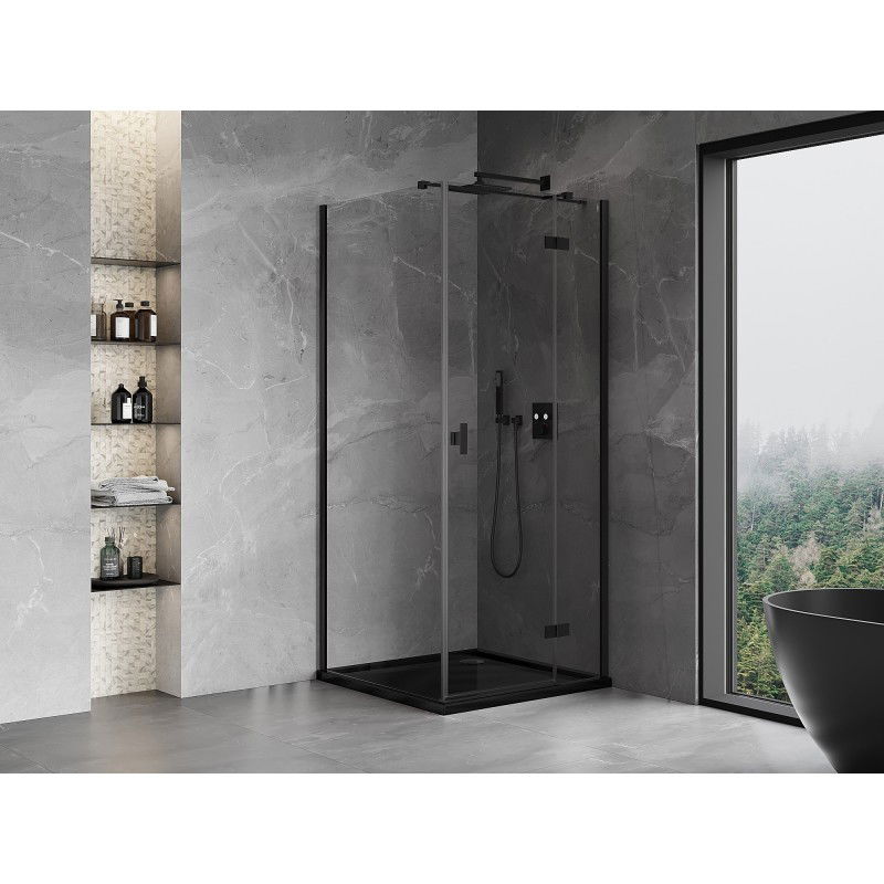 Mexen Mist-H T cabine de duche pivotante direita 70 x 70 cm, transparente, preta - 8A5T-070-070-70-00-P