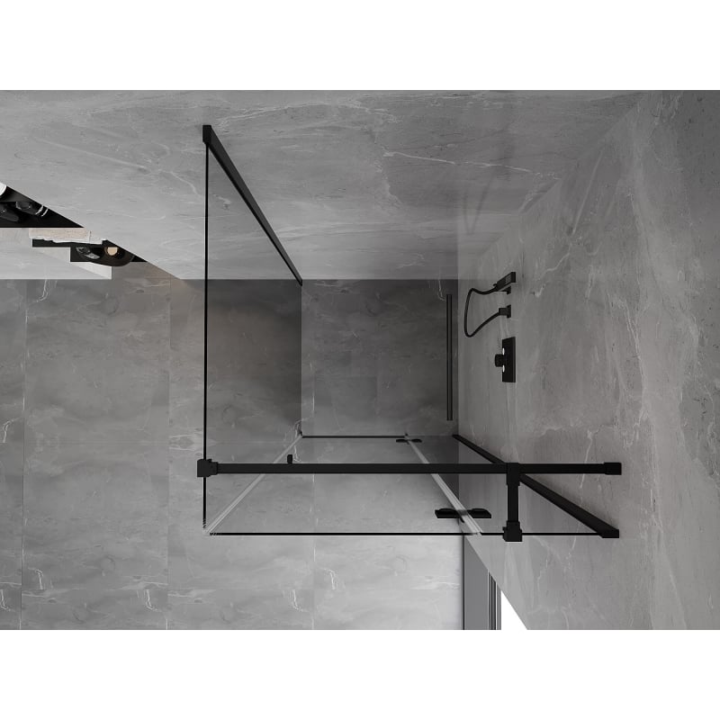 Mexen Mist-H T hinged dušinurk, parem külg 80 x 80 cm, läbipaistev, must - 8A5T-080-080-70-00-P