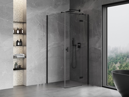 Mexen Mist-H T douchecabine scharnierend rechts 90 x 90 cm, transparant, zwart - 8A5T-090-090-70-00-P