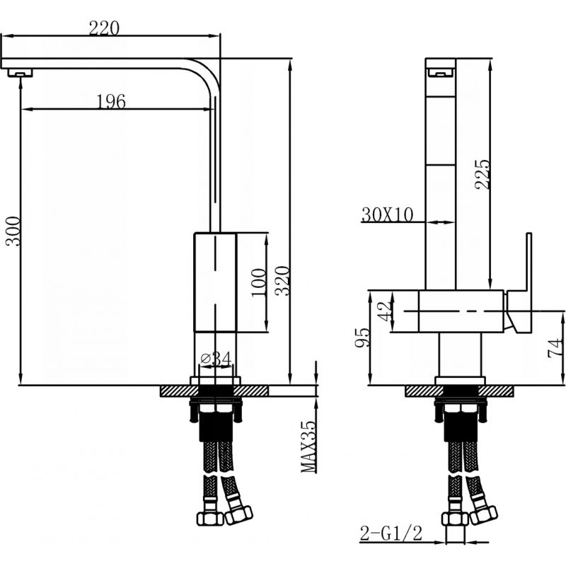 Mexen Liv keukenmengkraan, inox - 672100-99