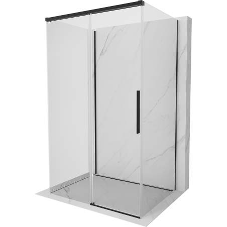 Mexen Rox-3S 3-seinaline liugustega dušinurk, 145 x 90 cm, läbipaistev, must - 8C2-145-090-70-00-3S