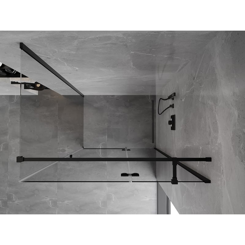 Mexen Mist-H T Right Swing Shower Enclosure 90 x 95 cm, Transparent, Black - 8A5T-090-095-70-00-P