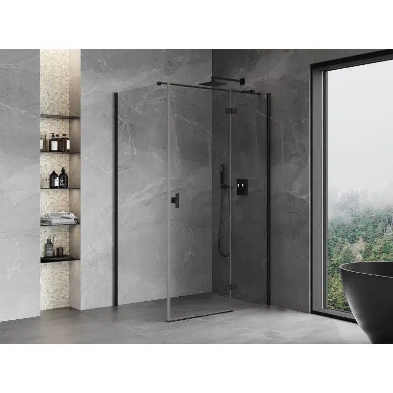Mexen Mist-H T cabine de douche pivotante droite 120 x 95 cm, transparent, noir - 8A5T-120-095-70-00-P