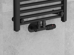Mexen hoekradiatorkraan, Duplex, DN50, zwart - W907-000-70