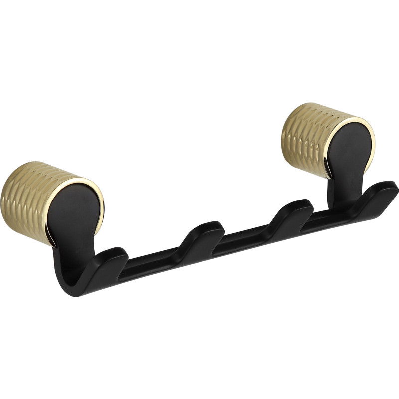 Mexen Base gancho cuádruple para toallas, negro/oro - 70882354-57