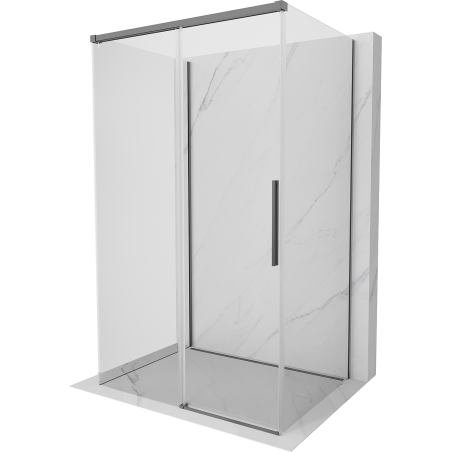 Mexen Rox-3S Cabine de douche coulissante 3 parois 155 x 90 cm, transparente, métal gun - 8C2-155-090-95-00-3S