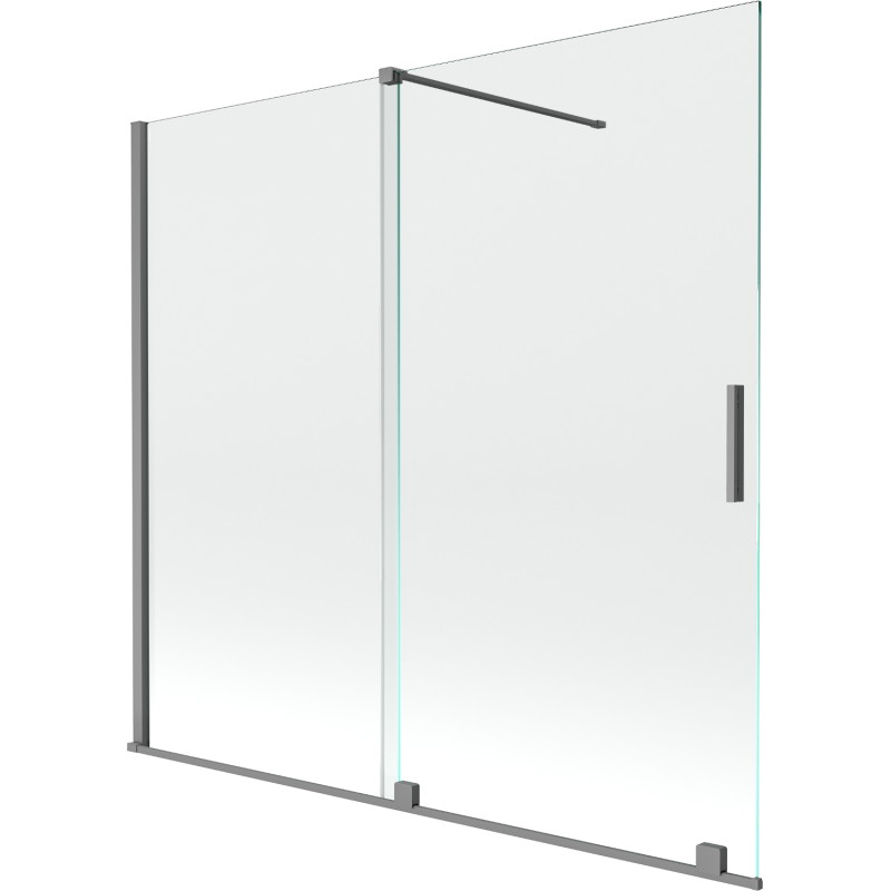 Mexen Velar klizni paravan 2-krilni klizni 170 x 150 cm, proziran, pištol metal - 896-170-000-01-95