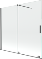 Mexen Velar 2-delna drsna kadna stena 170 x 150 cm, prozorna, temno kovinska - 896-170-000-01-95