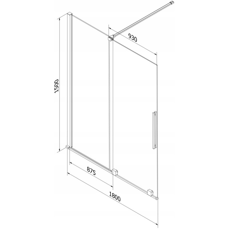 Mexen Velar parawan nawannowy 2-skrzydłowy rozsuwany 180 x 150 cm, transparent, gun metal - 896-180-000-01-95