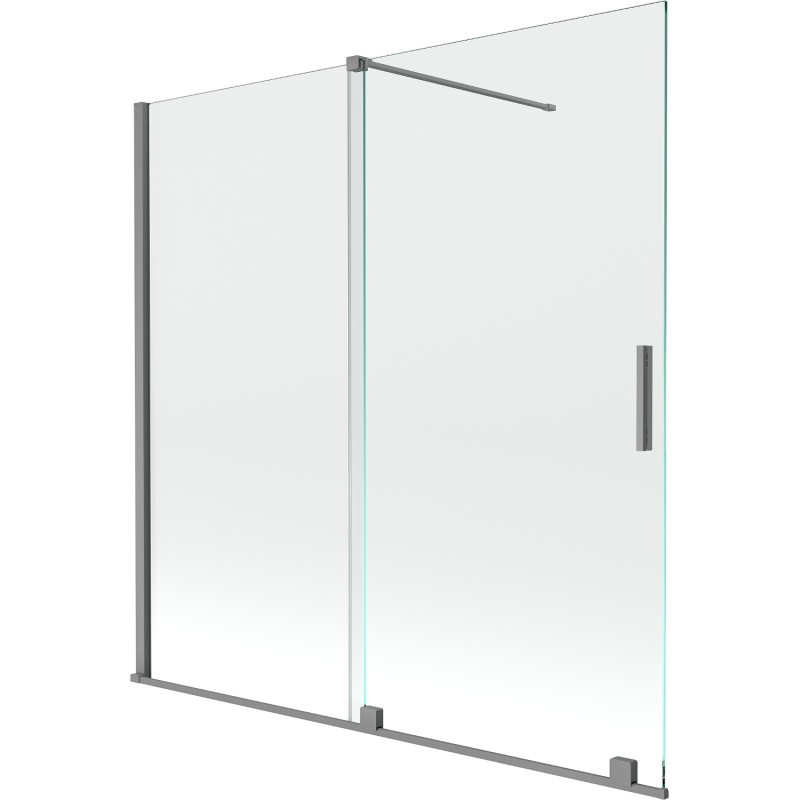 Mexen Velar dušisein 2-osaline liug, 160 x 150 cm, läbipaistev, püssimetall - 896-160-000-01-95