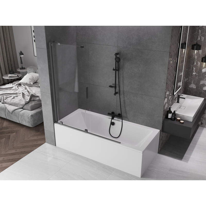 Mexen Velar kahe tiivaga nihutav vannisein 140 x 150 cm, läbipaistev, püssmetall - 896-140-000-01-95