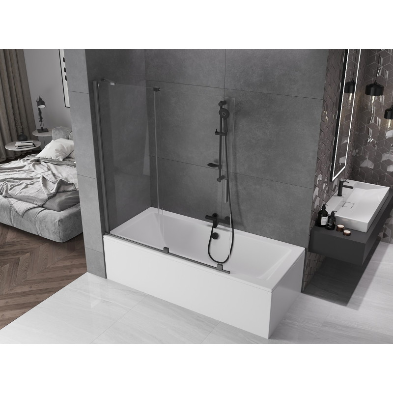 Mexen Velar kahe tiivaga nihutav vannisein 140 x 150 cm, läbipaistev, püssmetall - 896-140-000-01-95