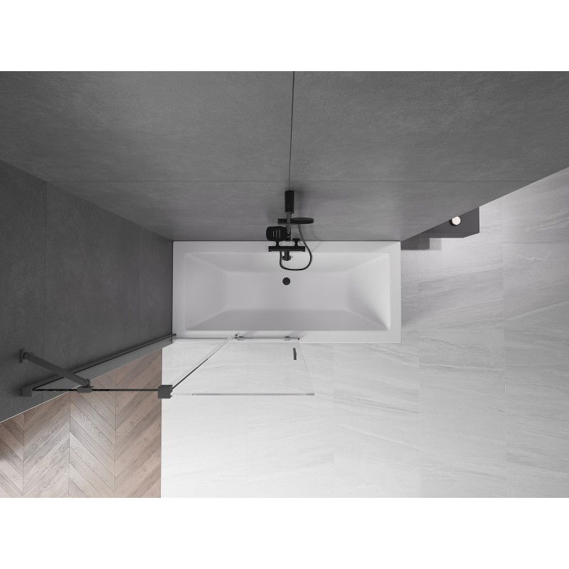 Mexen Velar dvojna kopalna zaslona za kad s premičnimi krili 100 x 150 cm, prozorna, temno kovinska - 896-100-000-01-95