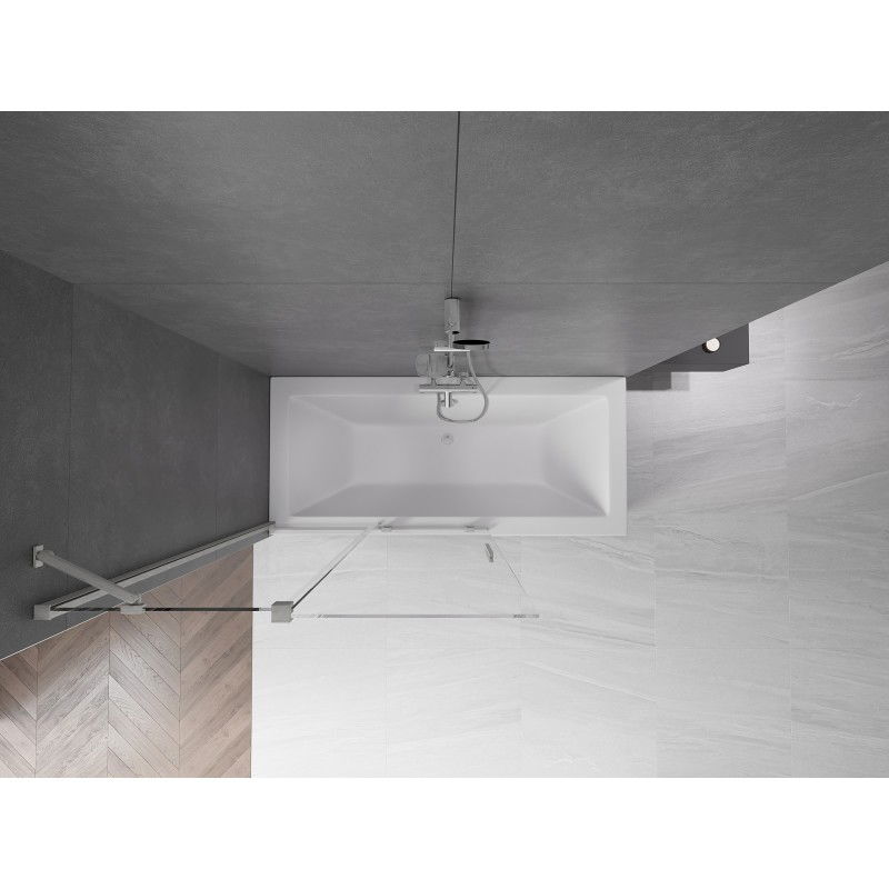 Mexen Velar divisória de banho de 2 asas deslizantes 110 x 150 cm, transparente, níquel escovado - 896-110-000-01-97