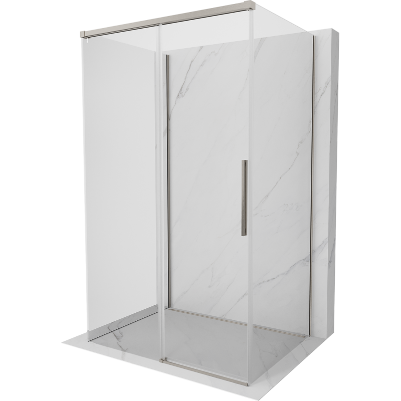 Mexen Rox-3S cabina doccia scorrevole a 3 lati 145 x 85 cm, trasparente, nichel spazzolato - 8C2-145-085-97-00-3S