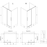 Mexen Rox-3S kolmekihiline vasak liuguks 100 x 75 cm, must raam, must - 8C2-100-075-70-70-3S-L