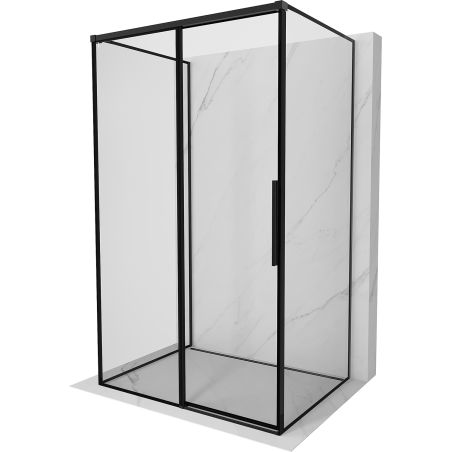 Mexen Rox-3S 3-seinaline liuglev vasakpoolne dušinurk 90 x 80 cm, must raam, must - 8C2-090-080-70-70-3S-L