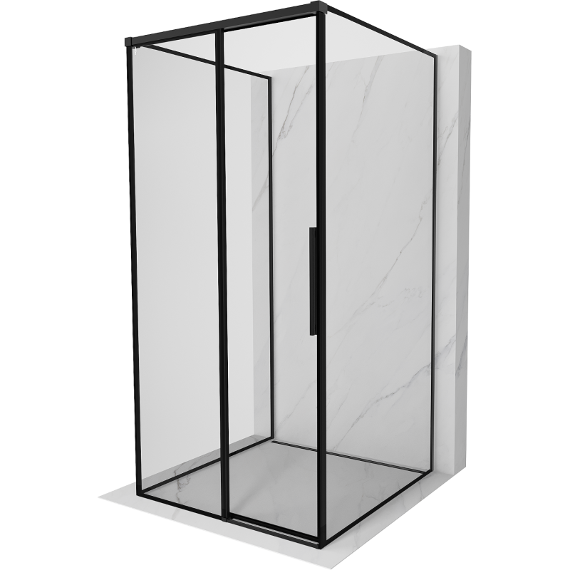 Mexen Rox-3S 3-sided sliding shower enclosure left 90 x 90 cm, black frame, black - 8C2-090-090-70-70-3S-L