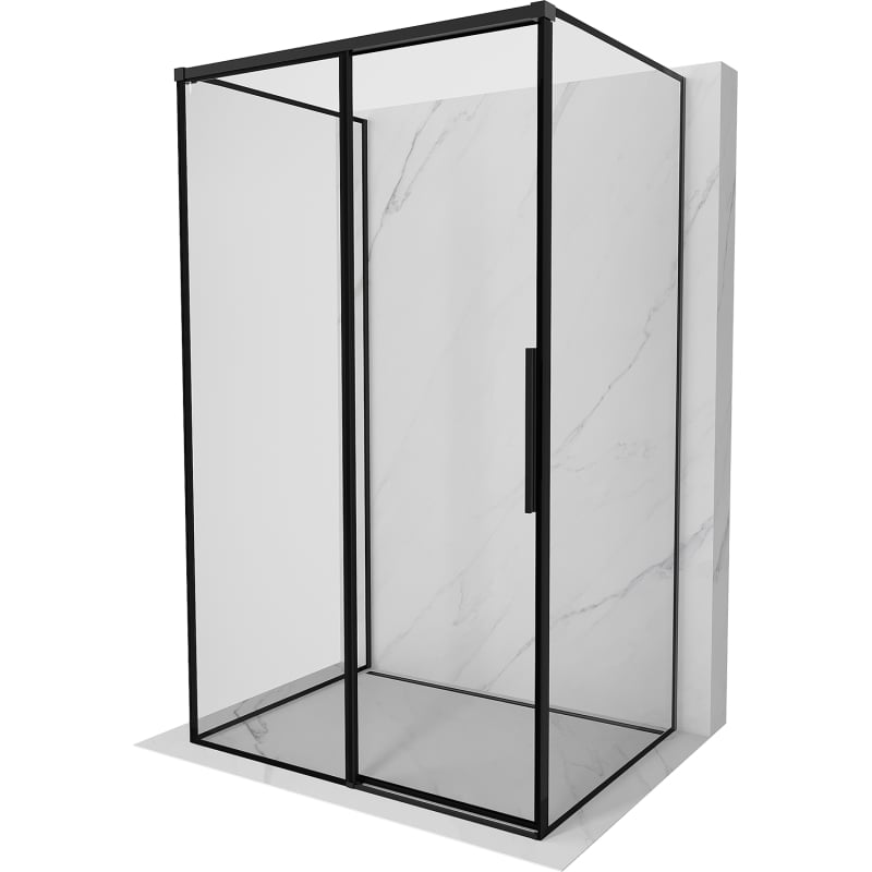 Mexen Rox-3S 3-seinaline vasakpoolne libistatav dušinurk 125 x 120 cm, must raam, must - 8C2-125-120-70-70-3S-L
