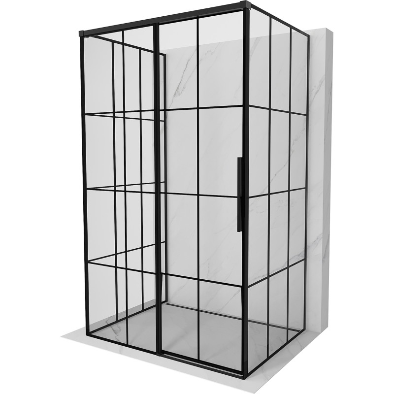 Mexen Rox-3S 3-seinaline lükandustega dušinurk vasak 135 x 80 cm, must võrk, must - 8C2-135-080-70-77-3S-L