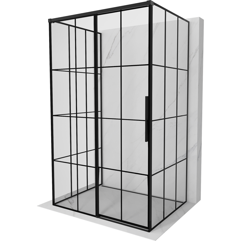 Mexen Rox-3S kabina prysznicowa 3-ścienna rozsuwana lewa 150 x 80 cm, czarna kratka, czarna - 8C2-150-080-70-77-3S-L