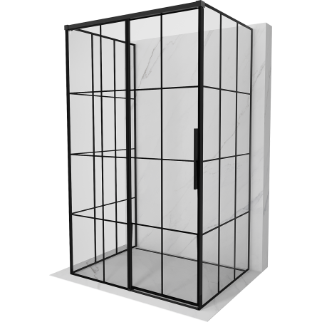 Mexen Rox-3S cabine de douche à 3 parois coulissante gauche 150 x 85 cm, grille noire, noire - 8C2-150-085-70-77-3S-L
