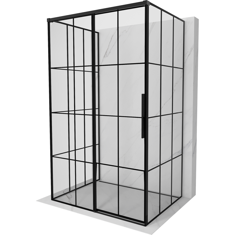 Mexen Rox-3S cabine de douche 3 parois coulissante gauche 155 x 85 cm, grille noire, noire - 8C2-155-085-70-77-3S-L