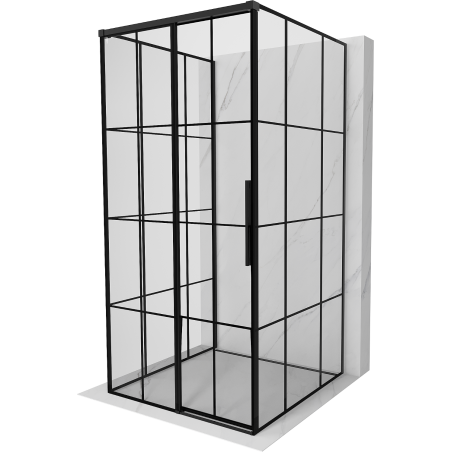 Mexen Rox-3S kabina prysznicowa 3-ścienna rozsuwana lewa 90 x 90 cm, czarna kratka, czarna - 8C2-090-090-70-77-3S-L