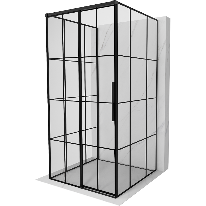 Mexen Rox-3S kabina prysznicowa 3-ścienna rozsuwana lewa 95 x 95 cm, czarna kratka, czarna - 8C2-095-095-70-77-3S-L