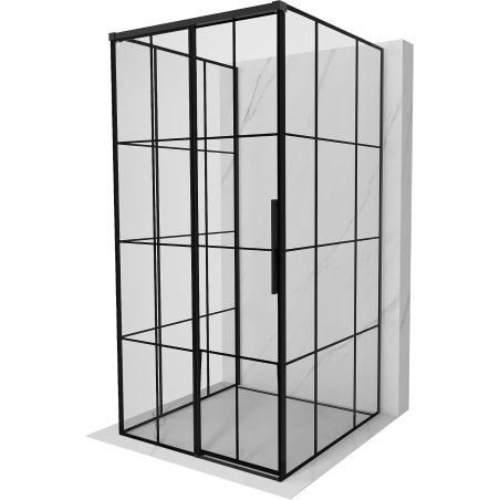 Mexen Rox-3S kabina prysznicowa 3-ścienna rozsuwana lewa 100 x 100 cm, czarna kratka, czarna - 8C2-100-100-70-77-3S-L