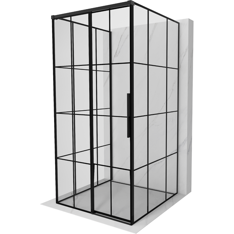 Mexen Rox-3S kabina prysznicowa 3-ścienna rozsuwana lewa 110 x 110 cm, czarna kratka, czarna - 8C2-110-110-70-77-3S-L
