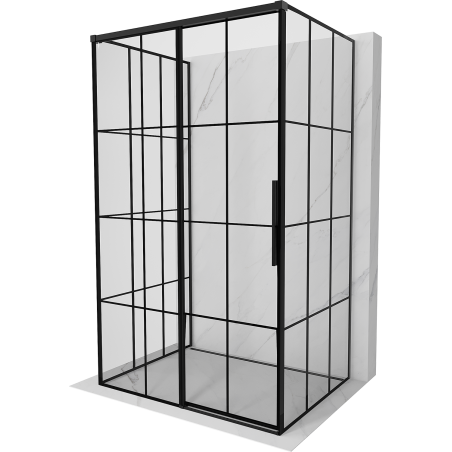 Mexen Rox-3S kolmekülgne dušikabiin, vasak, liuguksed 160 x 120 cm, must ruudustik, must - 8C2-160-120-70-77-3S-L