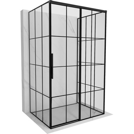Mexen Rox-3S 3-seinaline liuguks parempoolne dušinurk 125 x 70 cm, must ruudustik, must - 8C2-125-070-70-77-3S-P