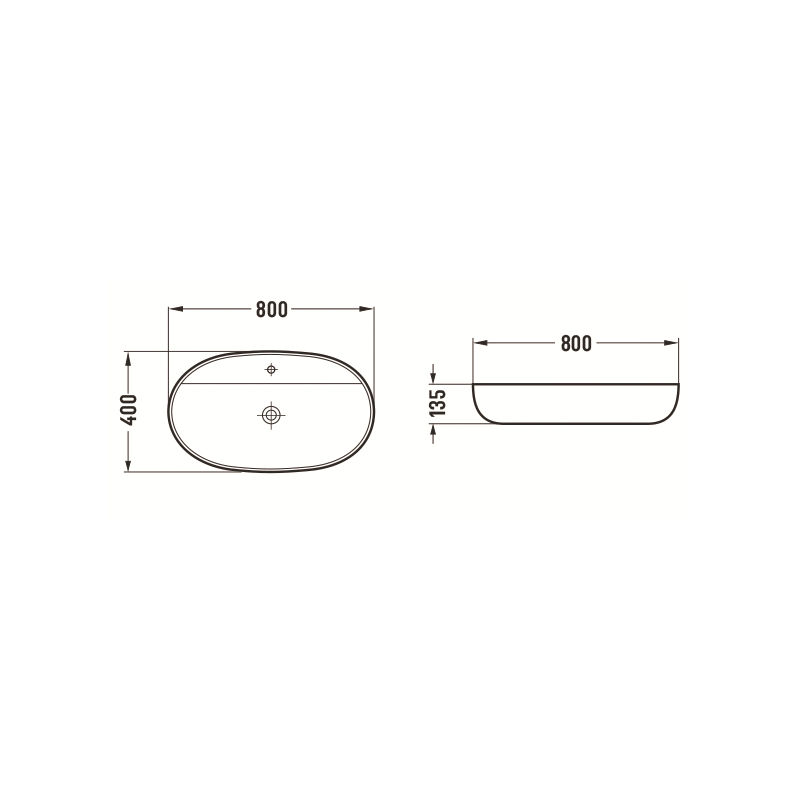 Mexen Adel countertop washbasin 80 x 40 cm, black matte - 22168085