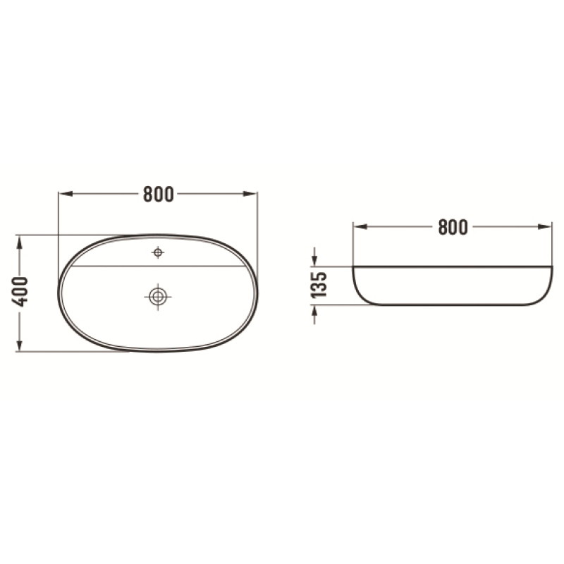 Mexen Adel countertop washbasin 80 x 40 cm, matte black - 22168085