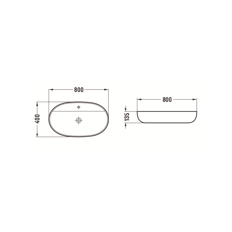 Mexen Adel opbouwbare wastafel 80 x 40 cm, mat zwart - 22168085
