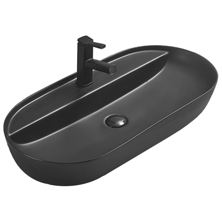 Mexen Adel Aufsatzwaschbecken 80 x 40 cm, schwarz matt - 22168085