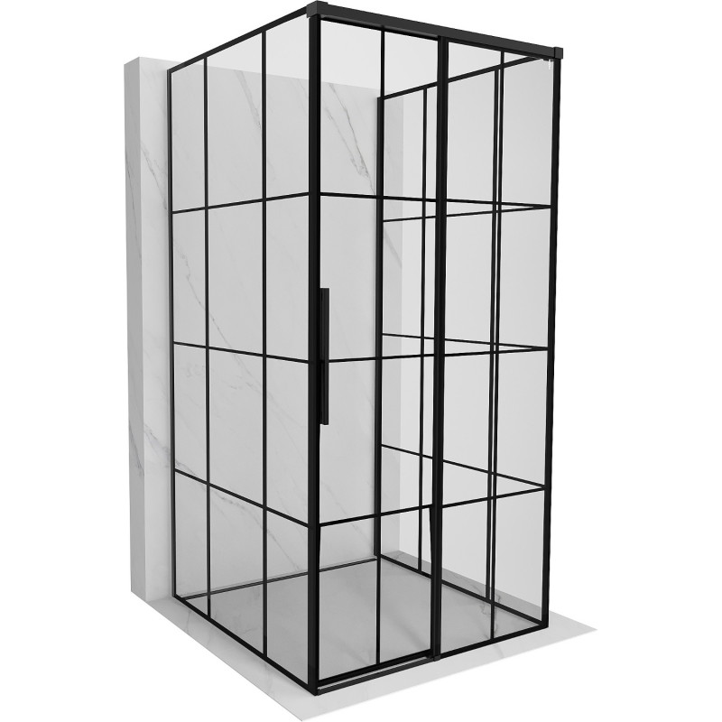 Mexen Rox-3S kolme seina liuguksega dušinurk, parem 120 x 120 cm, must ruudustik, must - 8C2-120-120-70-77-3S-P