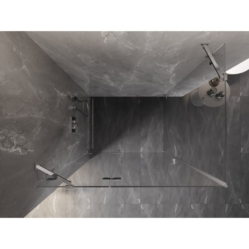 Mexen Lunar vasakpoolne tiibdušikabiin 85 x 90 cm, läbipaistev, kroom - 834-085-090-01-00-L