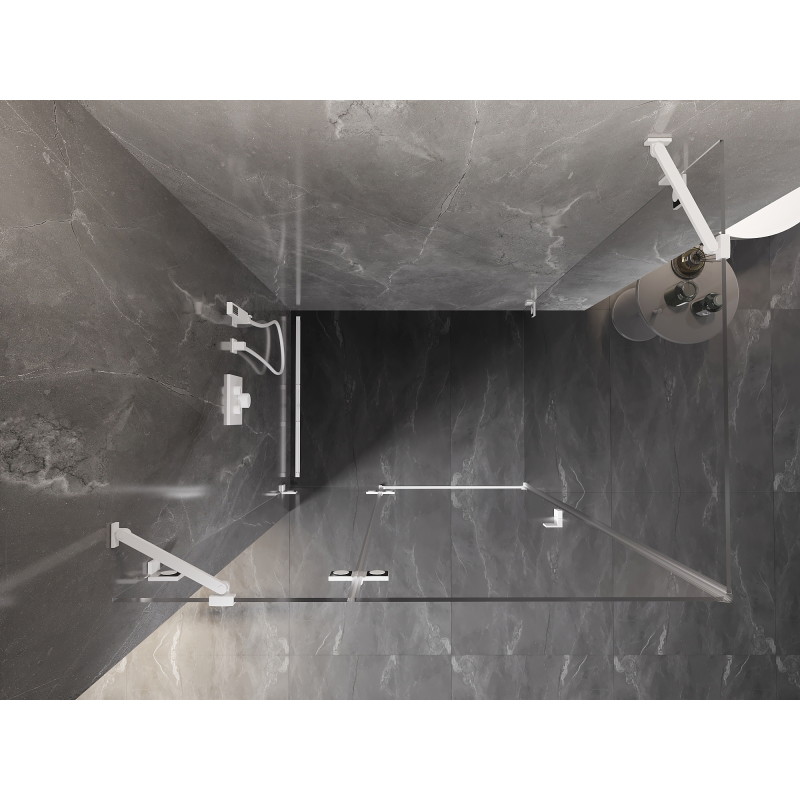 Mexen Lunar levo odpirna pršna kabina 75 x 80 cm, prozorna, bela - 834-075-080-20-00-L