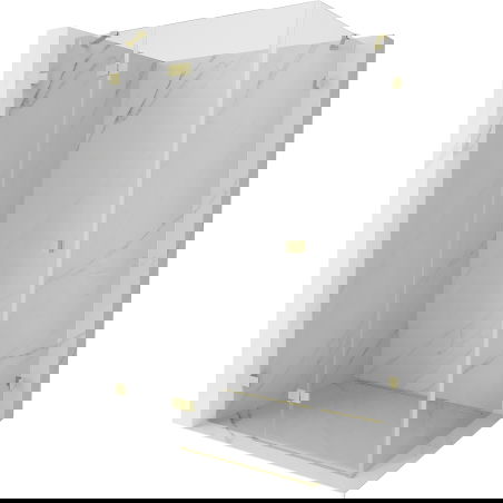 Mexen Lunar linke, schwenkbare Duschkabine 80 x 90 cm, transparent, gebürstetes Gold - 834-080-090-55-00-L