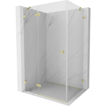 Mexen Lunar vasakpoolne hingedega dušinurk 85 x 90 cm, läbipaistev, harjatud kuldne - 834-085-090-55-00-L