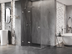 Mexen Lunar cabina doccia a battente sinistra 75 x 80 cm, trasparente, nichel spazzolato - 834-075-080-97-00-L