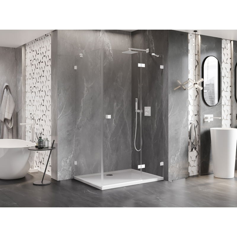 Mexen Lunar cabine de douche ouvrante droite 70 x 80 cm, transparente, blanche - 834-070-080-20-00-P