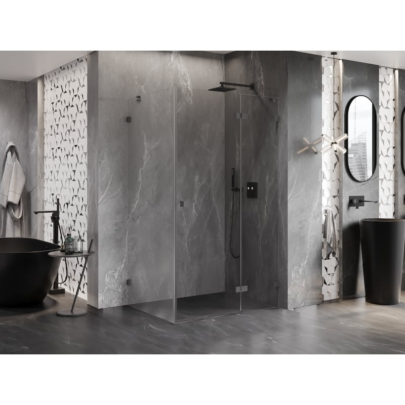 Mexen Lunar kabina prysznicowa uchylna prawa 70 x 80 cm, transparent, gun metal - 834-070-080-95-00-P