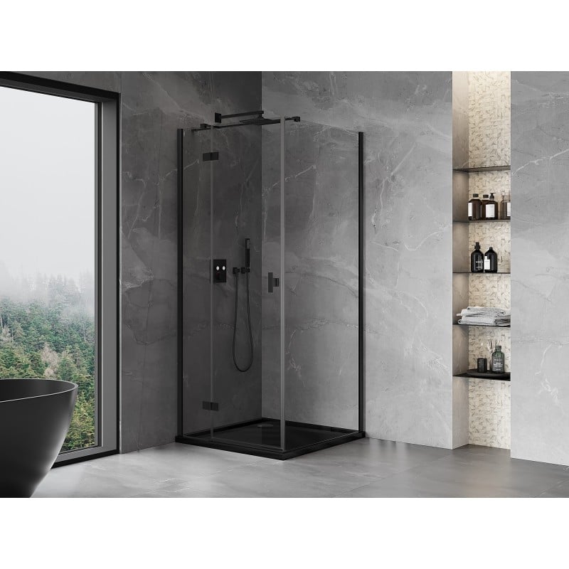 Mexen Mist-H T kabina prysznicowa uchylna lewa 80 x 80 cm, transparent, czarna - 8A5T-080-080-70-00-L