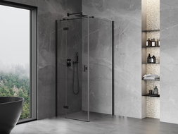 Mexen Mist-H T cabine de douche pivotante gauche 90 x 90 cm, transparente, noire - 8A5T-090-090-70-00-L