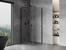 Mexen Mist-H T draaideur douchecabine links 90 x 90 cm, transparant, zwart - 8A5T-090-090-70-00-L