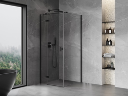 Mexen Mist H T cabine de douche pivotante gauche 100 x 100 cm, transparent, noir - 8A5T-100-100-70-00-L