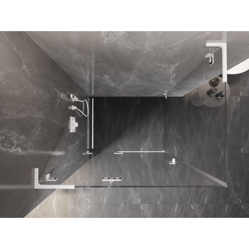 Mexen Lunar L cabine de douche pivotante gauche 80 x 90 cm, transparent, blanc - 834L-080-090-20-00-L